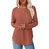 NORACORA Long Sleeve Shirts for Women Crew Neck Tunic Tops Loose Fit Lightweight Pullover Sweaters Trendy 2025
