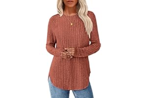 NORACORA Long Sleeve Shirts for Women Crew Neck Tunic Tops Loose Fit Lightweight Pullover Sweaters Trendy 2025