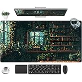 Green Plant Desk Pad Gaming Pad Extra Large Desk Mats Full Desk Mouse Pad XXL, Desktop Mat Computer Laptop Keyboard Pads, Office Home Decor Table Pad Cute Desk Accessories 31.5" x 15.7"