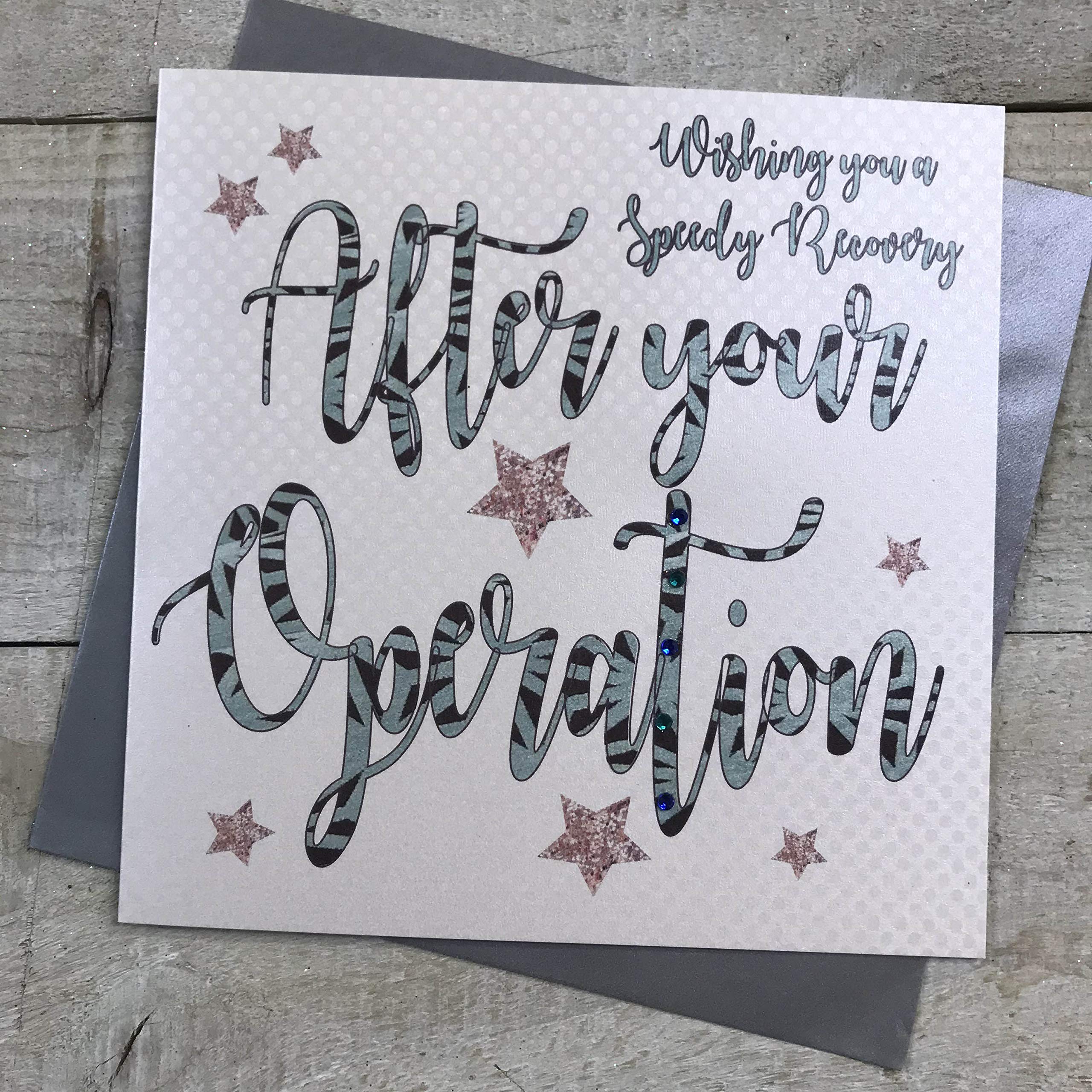 WHITE COTTON CARDS Speedy Recovery Card - After Operation- get Well Soon DT177, 16cm x 16cm