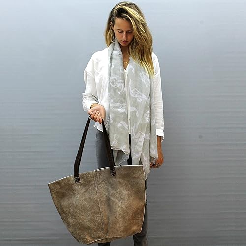 Amazon Com Extra Large Taupe Grey Bucket Everyday Bag Roomy Enough To Fit 15 15 6inch Laptop Soft Leather Tote Handmade