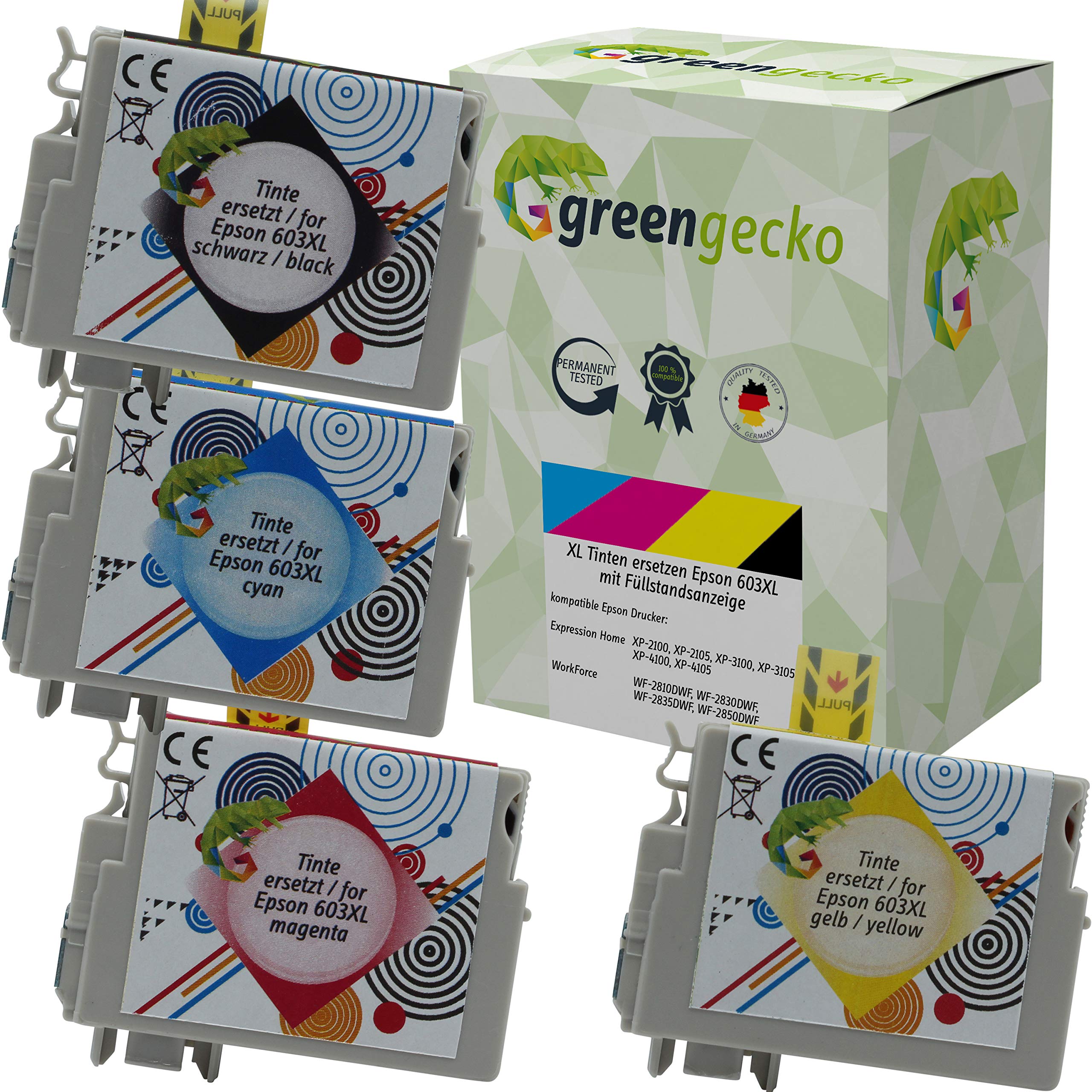 XL Ink Cartridges Compatible with Epson 603XL Suitable for XP-2100 XP-2105 XP-3100 XP-3105 XP-4100 XP-4105 WF-2810DWF WF-2830DWF WF-2835DWF WF-2850DWF I Printer Cartridges Black, Cyan, Magenta, Yellow