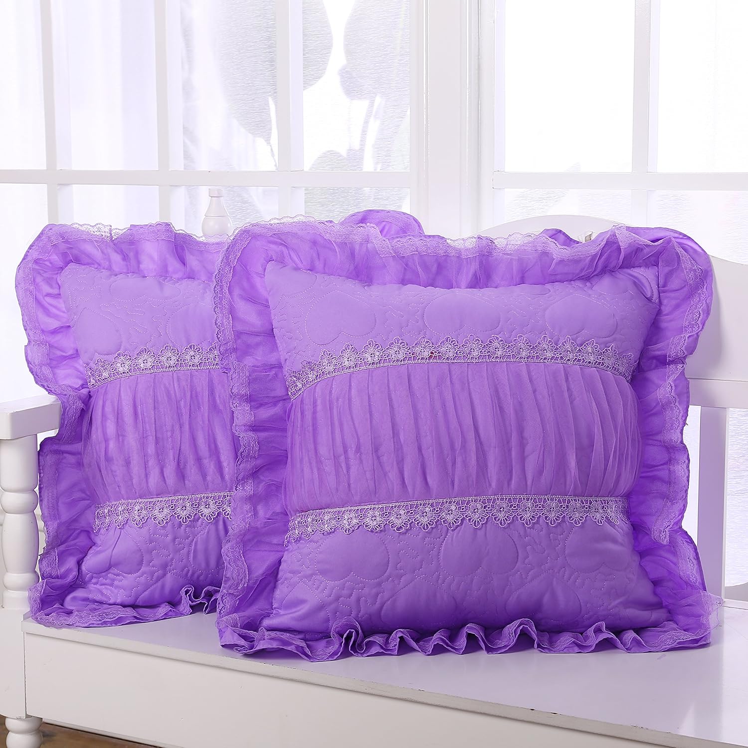 Amazon Com Lotus Karen Purple Ruffle Throw Pillows Soft Korean