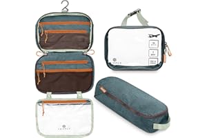 TRIPPED TRAVEL GEAR Toiletry Bag Kit Set: Hanging Travel Toiletry Bag + 311 TSA Cosmetic Liquid Bag + Ultralight Accessory Organizer Pouch