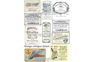 PAPER MOON MEDIA Assorted Vintage Ephemera #102 Vintage Label Images on Collage Sheet for Photo Art, Scrapbooking, Collage, Decoupage