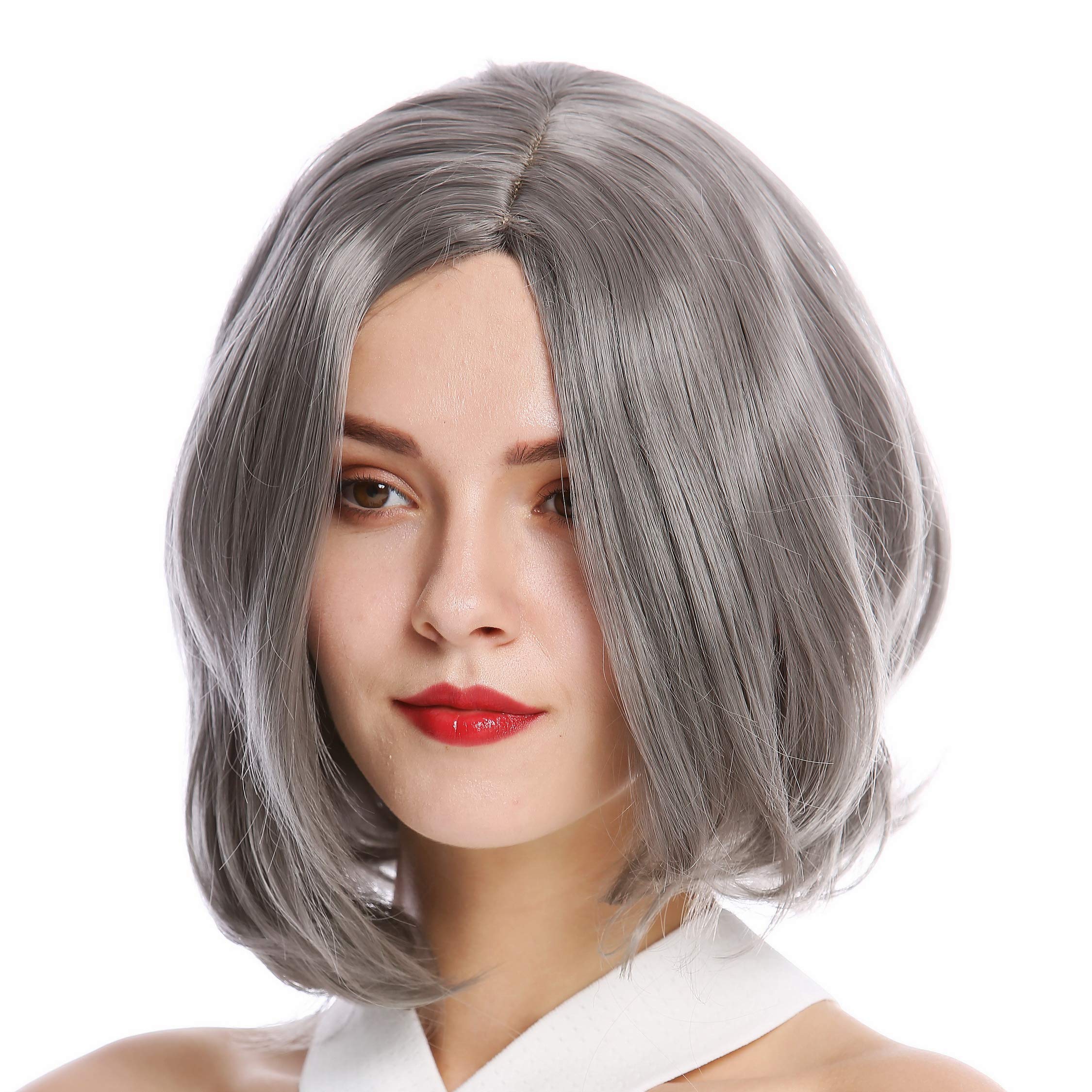 WIG ME UP - YZF-4360-1001 Lady Quality Wig short Longbob Bob middle parting curved tips gray