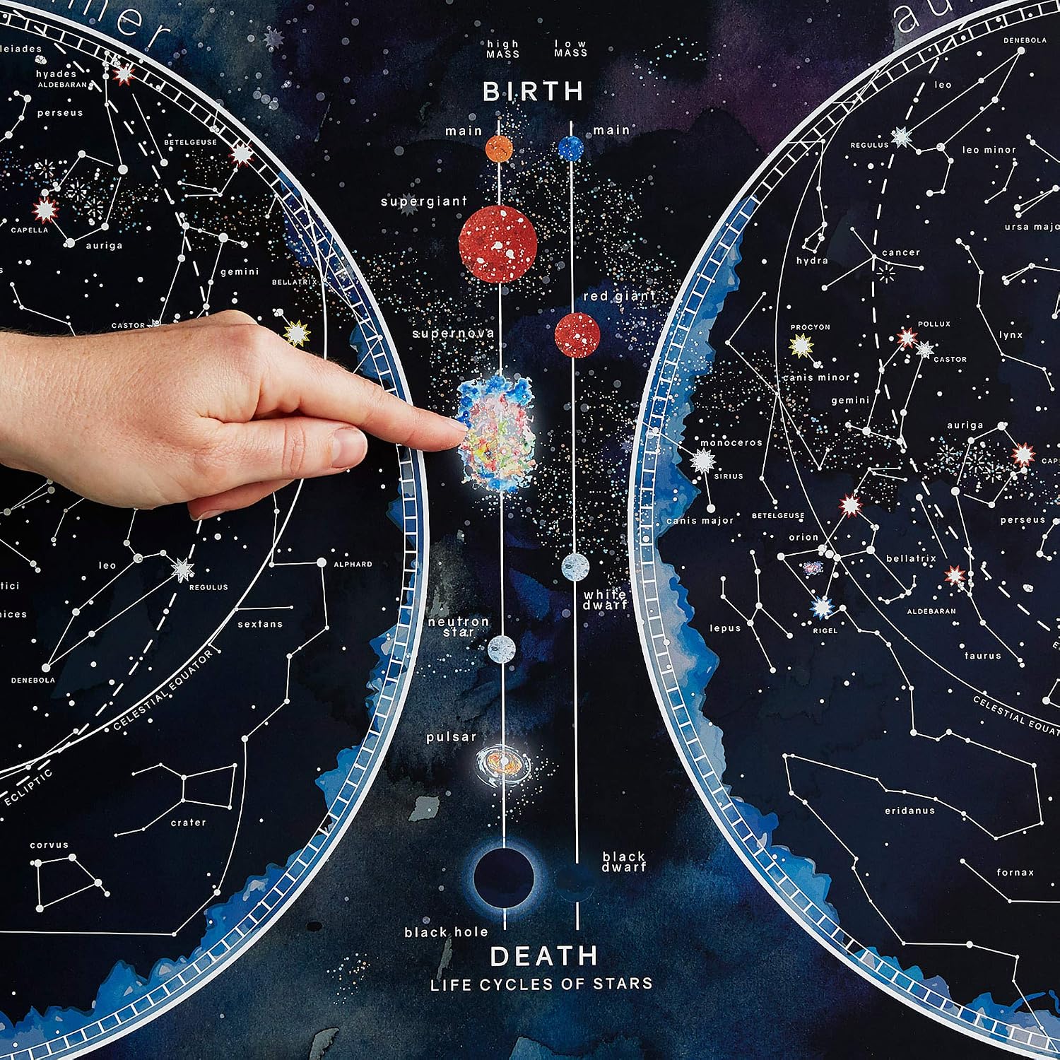 Stars and Constellations Glow in the Dark Map - Stargazers and Night Sky Poster Gift - 84.1 x 59.4 cm - Image 4