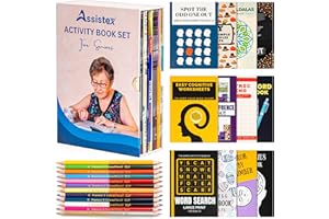 Assistex Large Print Activity Book Set for Seniors - Easy Activity Puzzle Book Set for Memory Loss - Fun and Engaging Word Puzzle Books for Dementia Patients and Elderly Adults