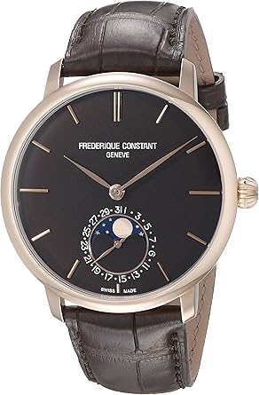 Frederique Constant Men's FC705C4S9 Slimline Analog Display Swiss Automatic Brown Watch