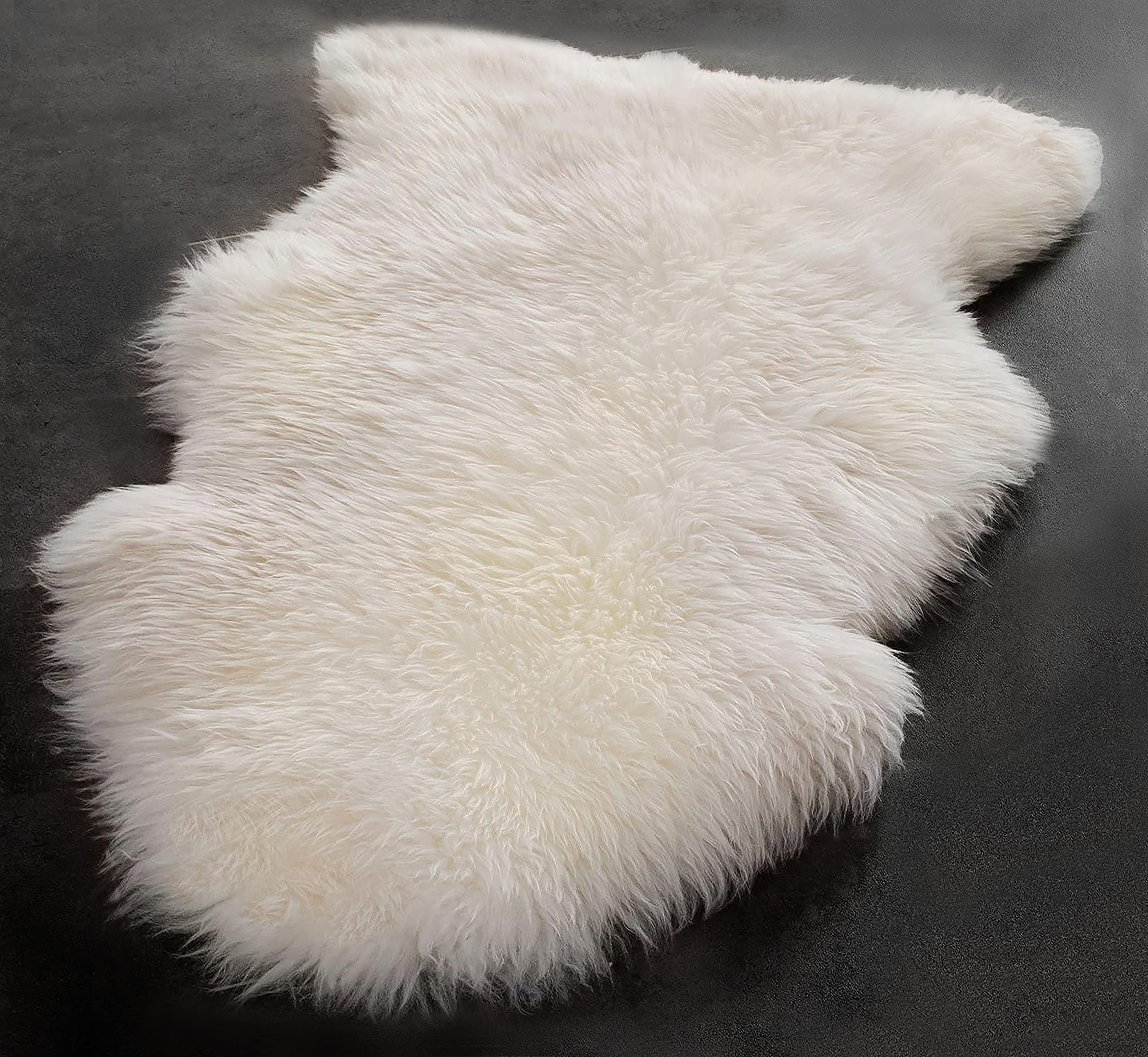 A-STAR (TM) Sheepskin Fur Rug Real Single Pelt Sheep Skin Luxury White Fluffy Bedroom Area Rug 2ft x 3ft (24Inch x 36Inch, 60.96cm x 91.44cm)