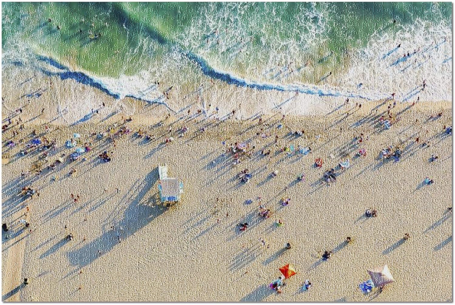 Metal Decor Tin Sign 12X16 Santa Monica California Aerial View of Beach Sign,Plaque Art Shark Island Boat Great Metal Tin Sign Metal Signage Wall Decoration Garage Shop bar Living Room Wall Art