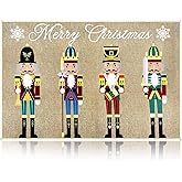 Minatee Nutcracker Doormat Happy Holidays Doormat Washable Non Slip Floor Rugs Christmas Soldier Floor Mat for Front Porch Do