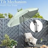 CHRISTOW Portable Beach Parasol Tilting Garden Sunshade Umbrella 2m Sage view 5