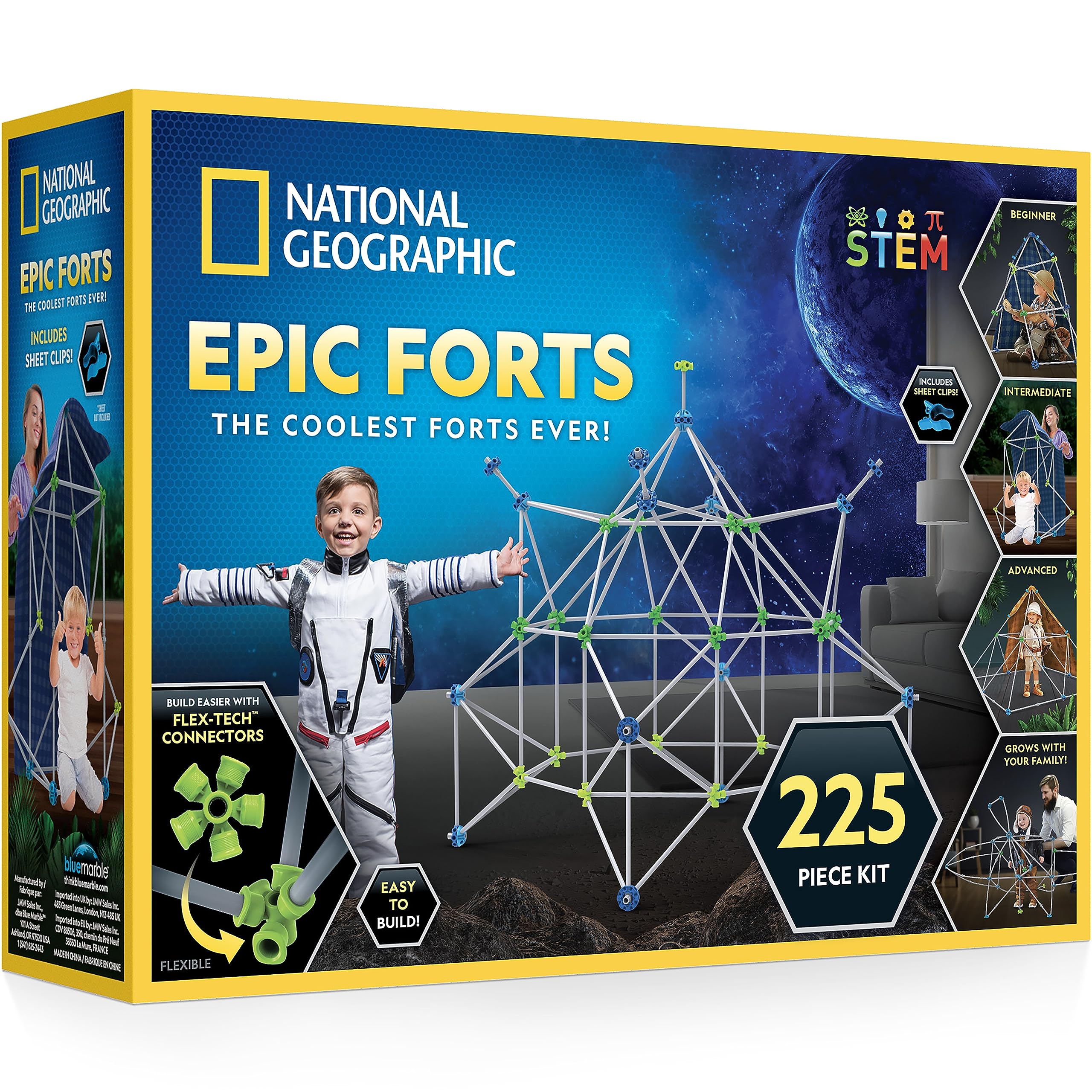 Photo 1 of National Geographic Indoor Fort Building Kit - 225 Pieces for Creative Play, STEM Building Toys for Kids Ages 6-12, Blanket Fort (Amazon Exclusive)