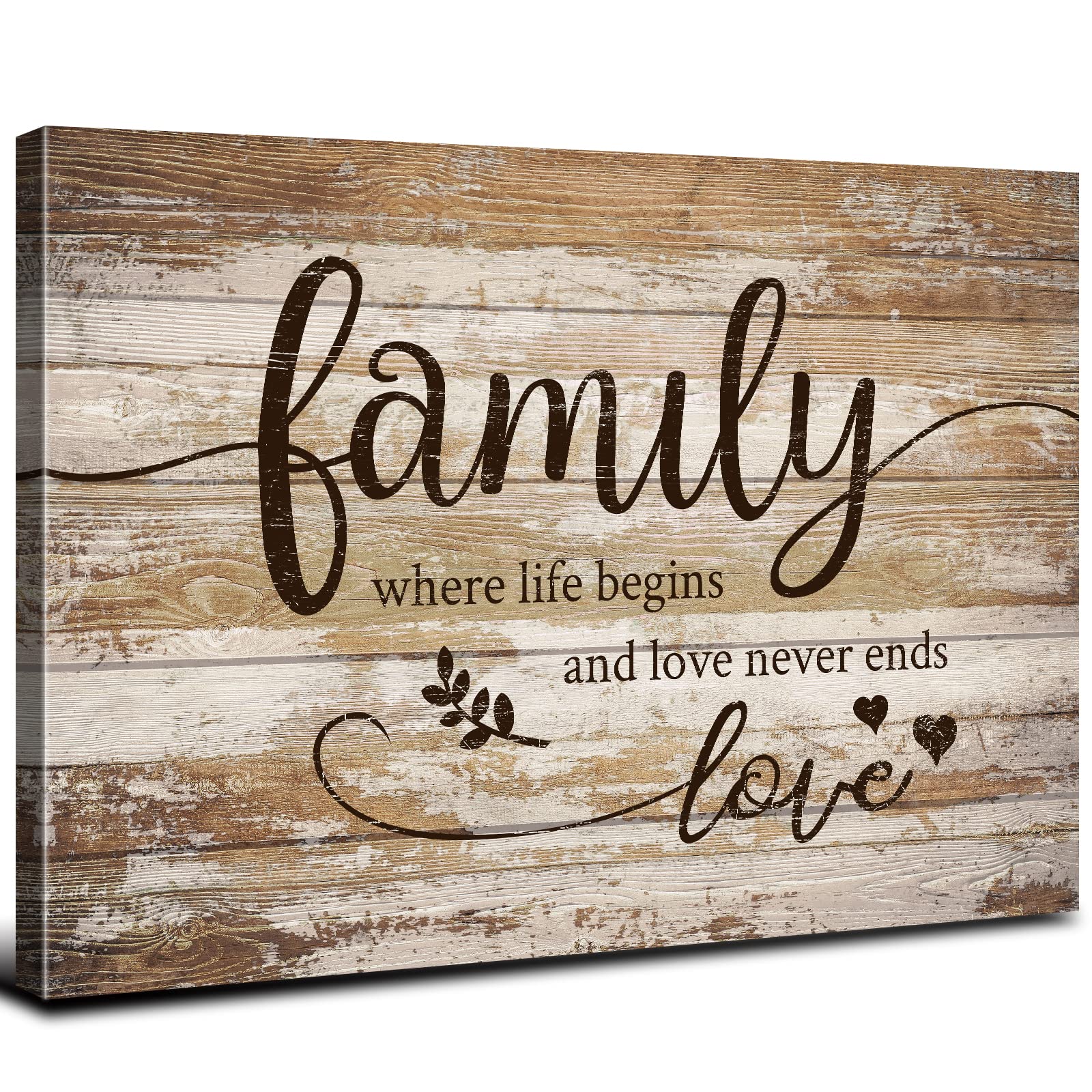 Photo 1 of Rustic Family Wall Art Farmhouse Brown Bless Wall Pictures for Living Room Kitchen Wall Decor Vintage Inspirational Words Canvas Prints Country Artworks Dining Room Entryway Home Decorations 12x16”