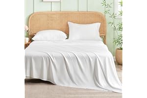 INFIIXSO King Sheets Set Off White - 100% Rayon Derived from Bamboo, 4 Pieces Cooling Sheets Set, Deep Pocket up to 16", Soft Silky Luxury Bedding Sheets & Pillowcases