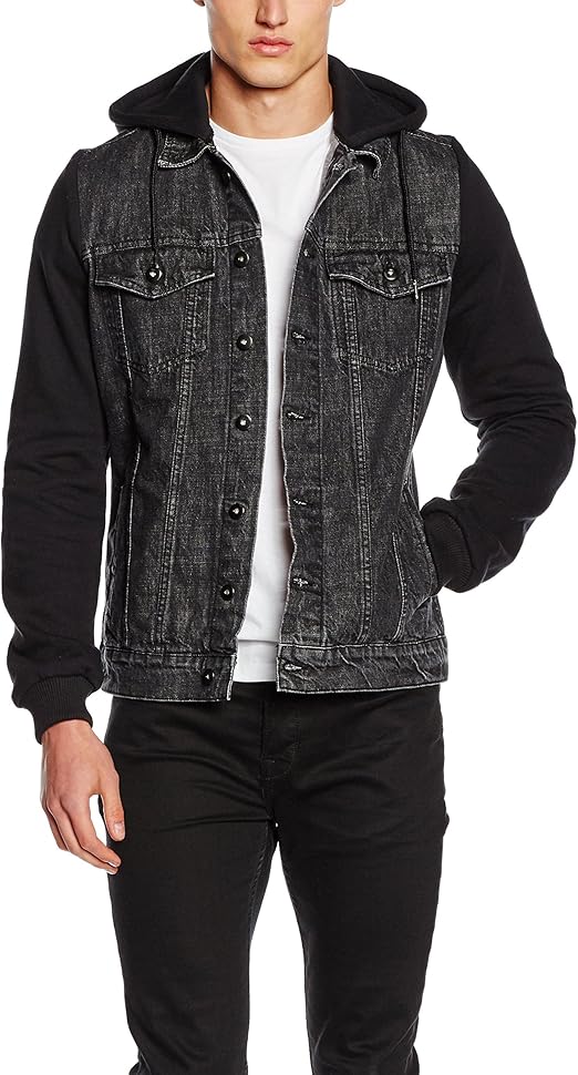 Urban Classics Men's Hooded Denim Fleece Jacket Amazon.co.uk Clothing