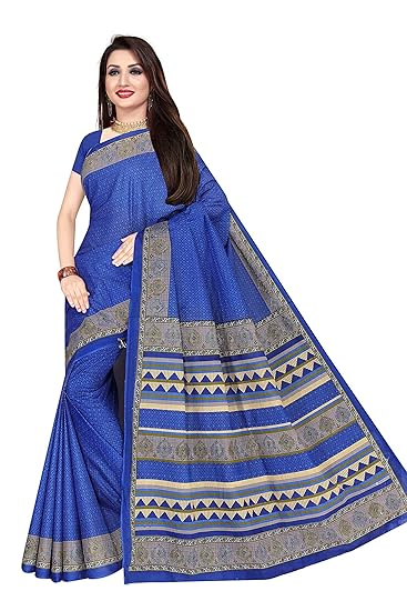 Womens pure cotton saree without blouse piece (1313_Blue_Malmal)
