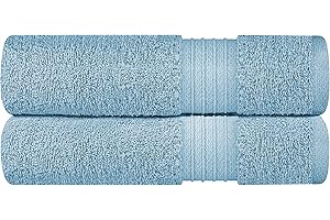 Ashley Mills Bath Sheet Set of 2 - Super Soft Cotton Bath Sheet | Quick Dry Extra Large Bathroom Towels | Oversized Bath Sheet 500 GSM 35 x 70 in Light Blue