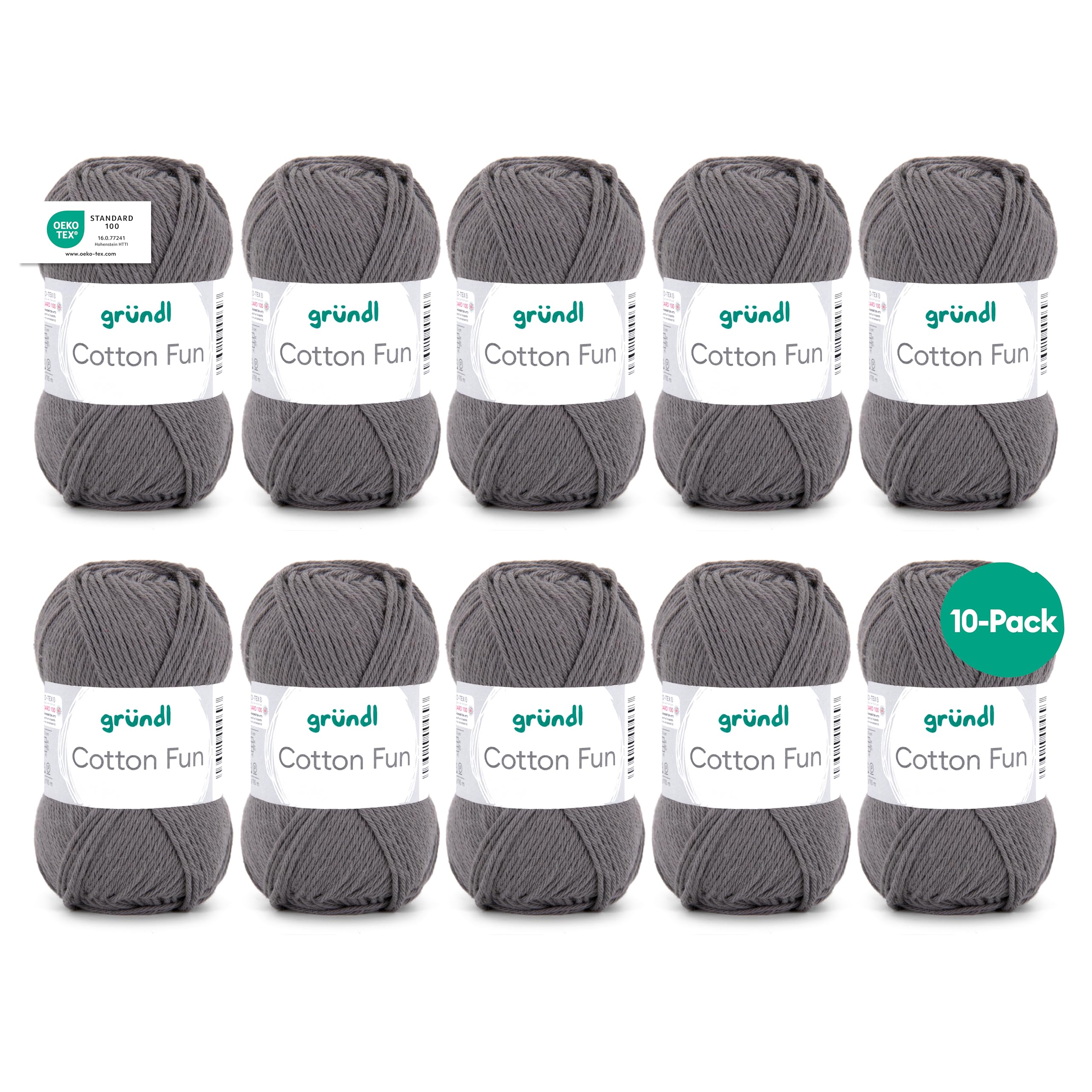 Gründl Cotton Fun Wool Cotton, charcoal, 27.00 x 11.00 x 07.00 cm