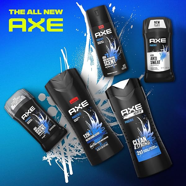 AXE BODY WASH PHOENIX 4 COUNT 12H REFRESHING SCENT CRUSHED MINT & ROSEMARY MEN’S BODY WASH WITH 100% PLANT-BASED MOISTURIZERS 16 OZ