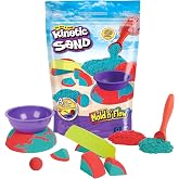 Kinetic Sand Mold n' Flow Set, Moldable Play Sand Sensory Toys, Ages 3+ | Squish, Shape &amp; Sculpt, Includes 1.5lbs Red &amp; Teal Sand with 3 Tools, Creative Open-Ended Play, Birthday Gifts for Kids