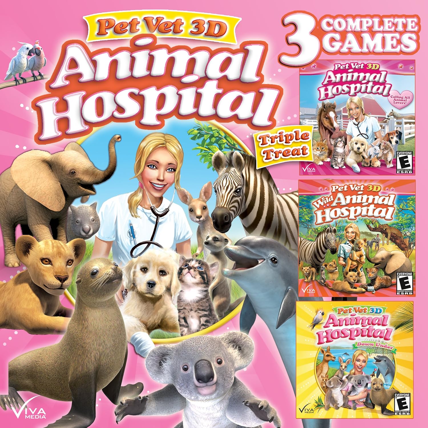 6.99 PC Game Pet Vet Animal Hospital Triple Treat 3 Complete Games