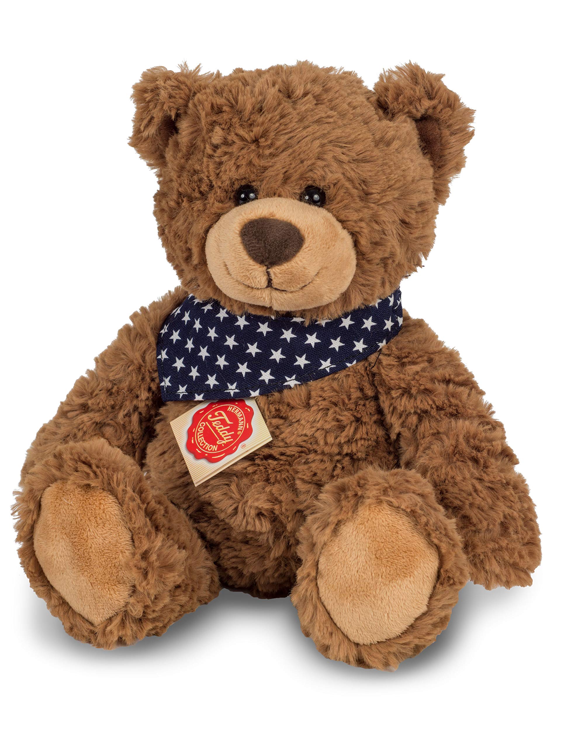 Teddy Hermann 91362 Teddy 30 cm, cuddly toy, teddy bear, with star scarf — image 1