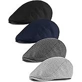 KUTTOR 4 Pieces Newsboy Men's Hat Newsboy Cap Flat Cap Soft Stretch Fit Men Cap Cabbie Hunting Cap for Men Outdoor Daily Use