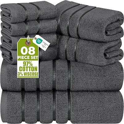 - Juego de Toallas de Baño 8 Piezas (Gris)