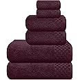 MyOwn Premium Cotton 6 Pack Towel Set for Bathroom, Contains 2 Bath Towels 28x55 inch, 2 Hand Towels 16x24 inch & 2 Wash Coths 12x12 inch, Ideal Everyday use, Compact & Lightweight - Burgundy