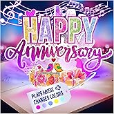 100 GREETINGS LIGHTS & MUSIC Happy Anniversary Card for Husband & Wife - Plays 'This Will Be' - Pop Up Card - Happy Anniversary Cards for Couple – Wedding Anniversary Card for Couple - 1 Card Only