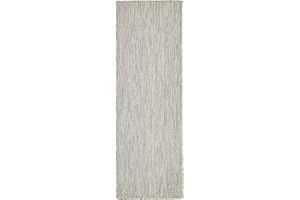 Unique Loom Collection Casual Transitional Solid Heathered Indoor/Outdoor Flatweave Area Rug (2' x 6' 1" Runner, Light Gray/Ivory)