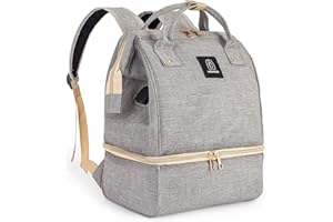 MOMIGO Breast Pump Backpack - Cooler and Moistureproof Bag Double Layer for Mother Outdoor Working Backpack with USB Charging Port, Large (Grey)