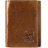 BULL GUARD Best Leather Men's RFID Trifold Wallet With ID Great Outdoor Wallet