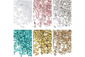 uxcell 6 Colors Crushed Glass Chips, 1-4mm Irregular Glitter Metallic Glass for Craft DIY Vase Epoxy Resin Decoration 28g Gol