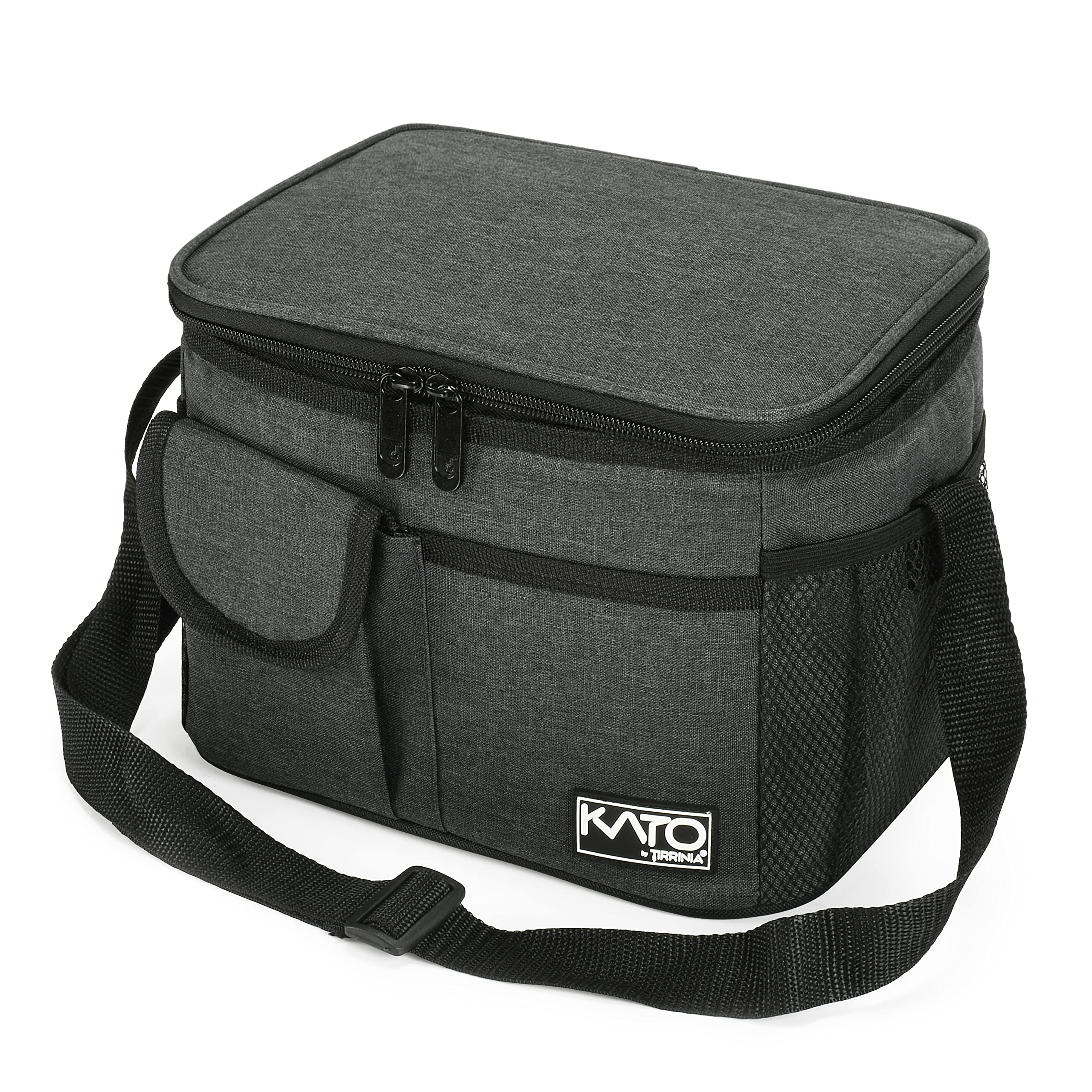 Kato Tirrinia Insulated Lunch Bag 8L(15 Cans) for Women Men Kids, Small Cool Bag Thermal Tote Bags for Food or Lunch Box Container, Foldable Cooler Bag for Work School Camping Picnic Fishing, Charcoal