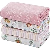 Softan Swaddle Blankets for Baby Girls & Boys Gift, Large 47X47 inches Receiving Blankets for Newborn,4 Pack Flowers and Butterflies