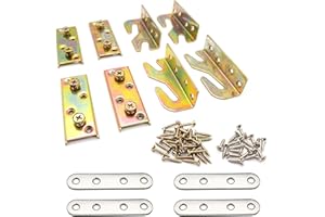 Lesnala 4-Piece Bed Railing Bracket Used to Connect Wood, Bed Replacement Parts, Headboard and Footboard Fixing Fittings Wooden Bed Frame Used to Connect Headboards Footboards (Screws Included)