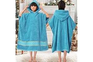 VOOVA & MOVAS 32"X64" Large Turkish Hooded Towels for Big Kids(8-14Years), 100% Cotton Absorbent Bathrobe for Girl | Boy | Teens,Thick 600GSM- Perfect for Pool |Swim | Bath | Beach | Gifts,Turquoise