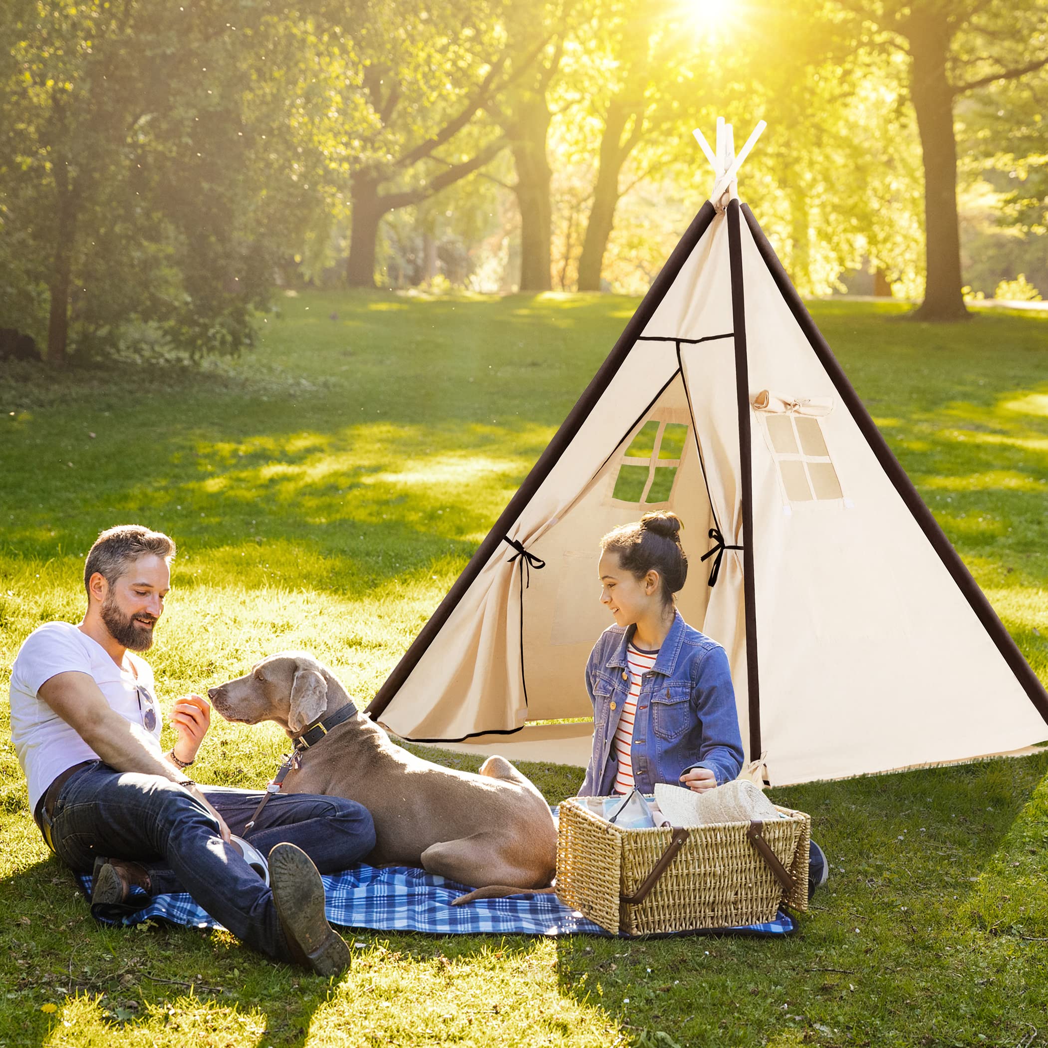 Lavievert Teepee Tent Play Tent for Kids, Gifts Playhouse with A Water Resistant Bottom Mat for Girls/Boys Indoor & Outdoor Playing