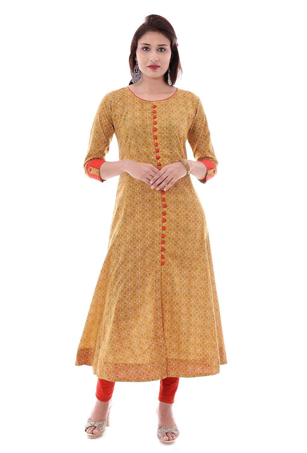 yash gallery women's cotton floral printed anarkali kurta