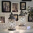 JHY DESIGN Set of 2 Metal Table Lamp Battery Powered 10.5''Tall Cordless Lamps Vintage Bedside Lamps with Edison Bulb for Living Room Bedroom Weddings Garden Hallways Indoor Outdoor(Phoenix Tail)