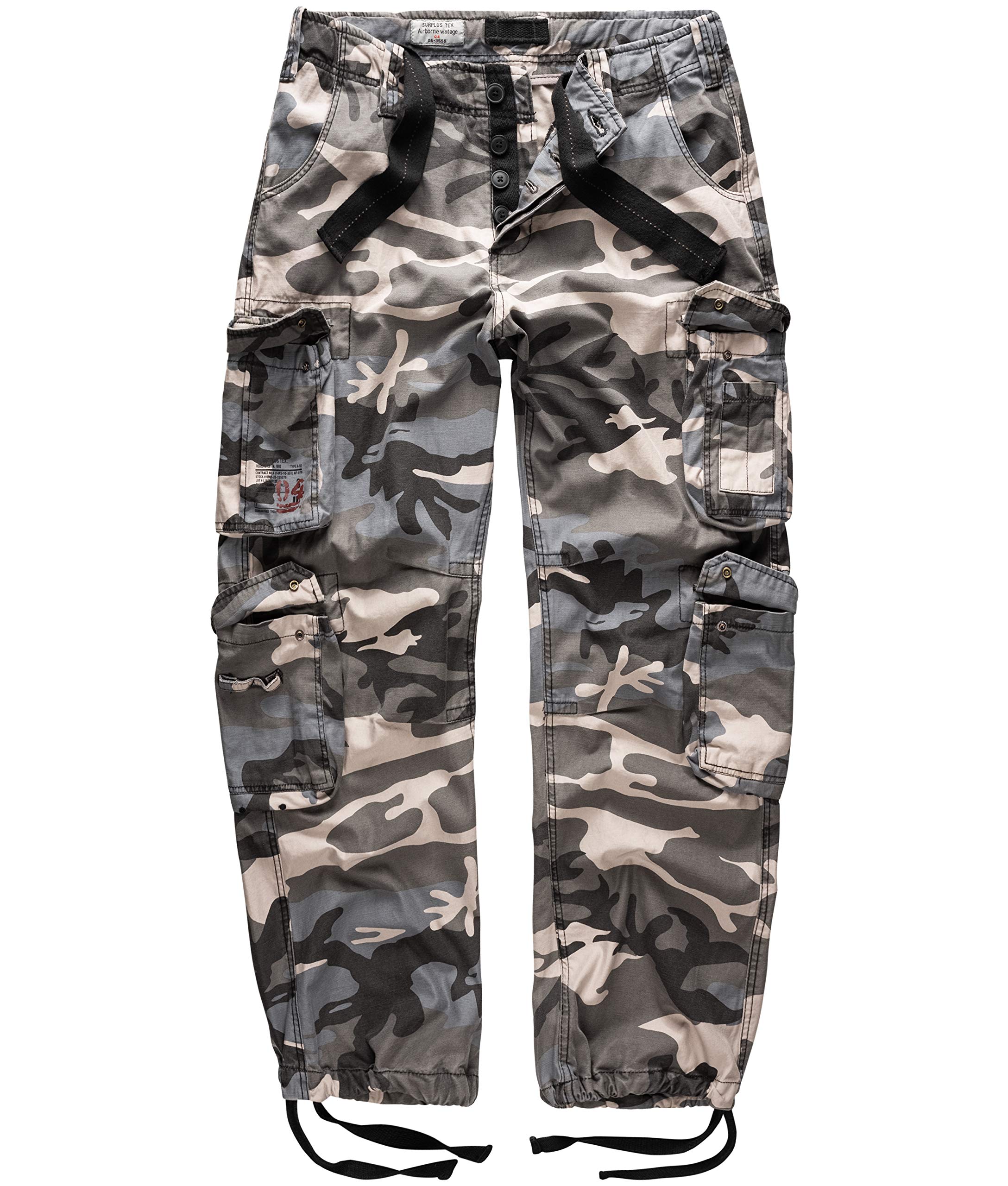 Surplus Cargo Trousers Mens Airborne Vintage, nightcamo, 6XL