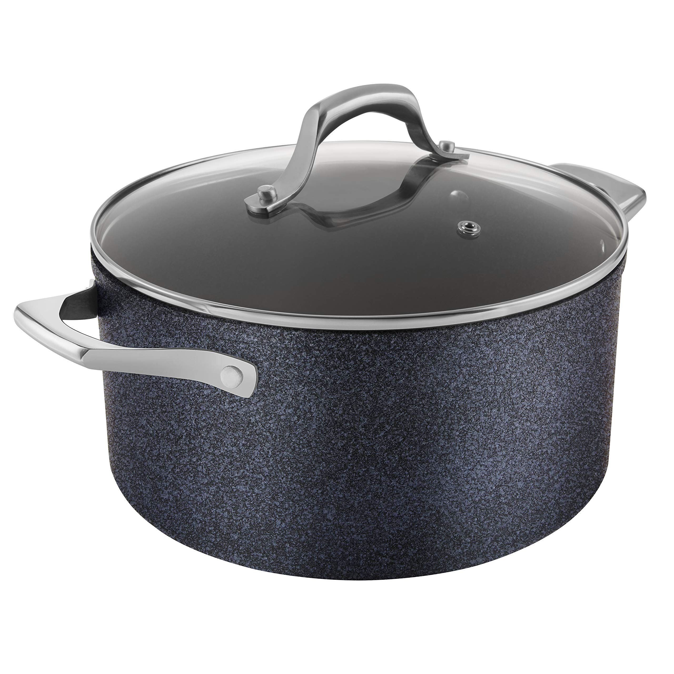 Tower Trustone Induction Casserole Dish with Lid, Non Stick Ceramic Coating, Easy to Clean, Dishwasher Safe, Violet Black, 24 cm — image 1