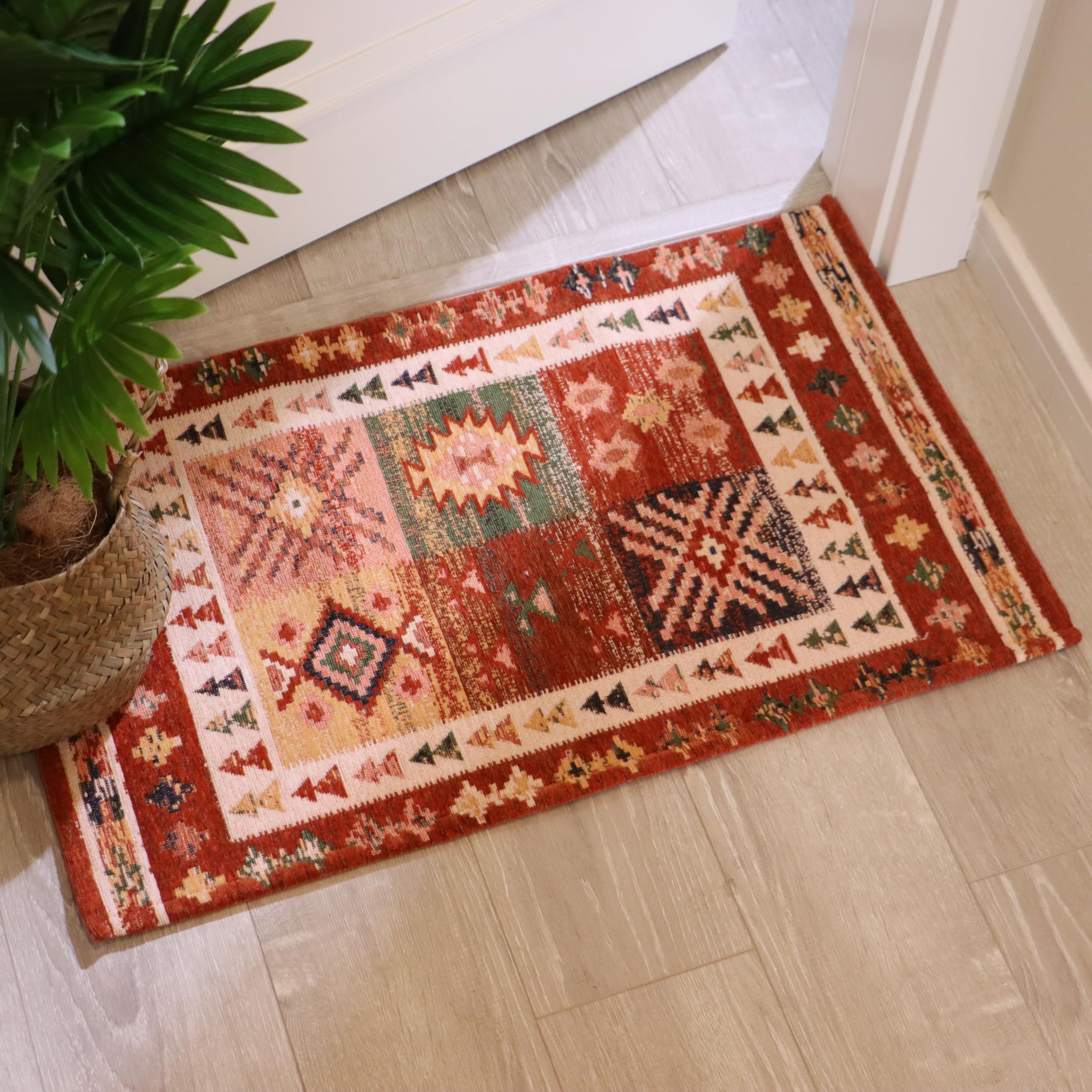 AMIDA Heavy Duty Non-Slip Entrance Rug 50x80cm,Durable Absorbent Door Mats Indoor Rug,Machine Washable Door Mat for Entrance, Inside, Outside, Kitchen,bathroom,living room,Front Back Door(Red)