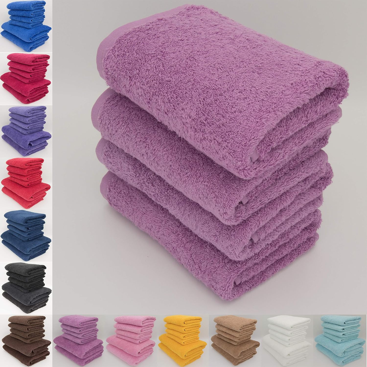 4 MULBERRY HAND TOWELS SET,100 NATURAL COTTON 50X90 CM LARGE HOTEL