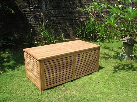 Echt Teak Gartenbox Gross Offene Lattung Amazon De Garten