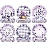 60Pcs Purple Lavender Party Decorations Lavender Paper 7 Inch Dessert Plates Tableware Lavenders Theme Birthday Plates Floral Butterfly Dinnerware for Wedding Baby Shower Summer Picnic Supplies Favors