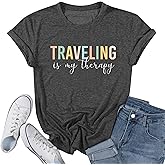 Airplane Mode Shirt Women Love Heart Graphic Tees Adventure Letter Print Short Sleeve Travel Shirts Casual Outdoor Tops